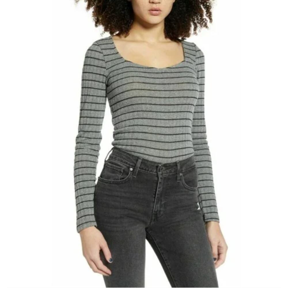 PST by Project Social T Women's Charcoal and Black Kimora Sweetheart Top Large